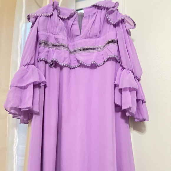 ASOS Purple Ruffled Off-the-Shoulder Gown - Picture 6 of 6